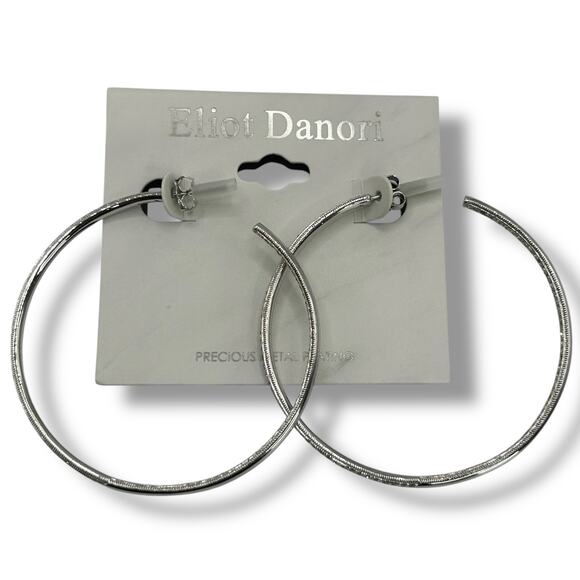 NEW Eliot Danori Pave Crystal Hoops Inside Out 2" Medium Hoop Earrings FLAW - Picture 1 of 13